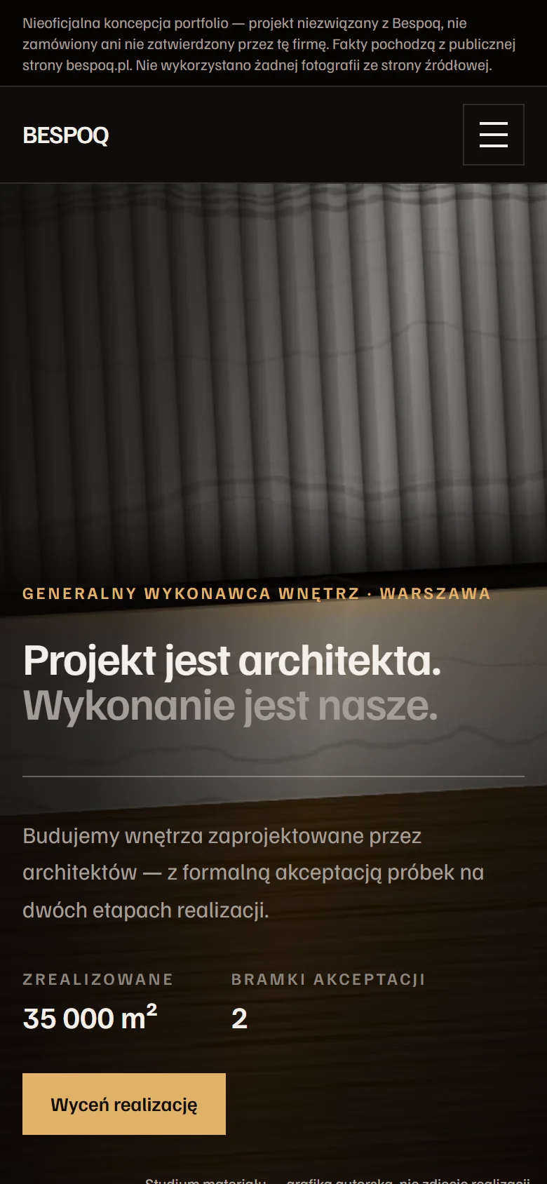 Mobilna koncepcja Bespoq z autorskim studium materiałowym i opisem wykonania