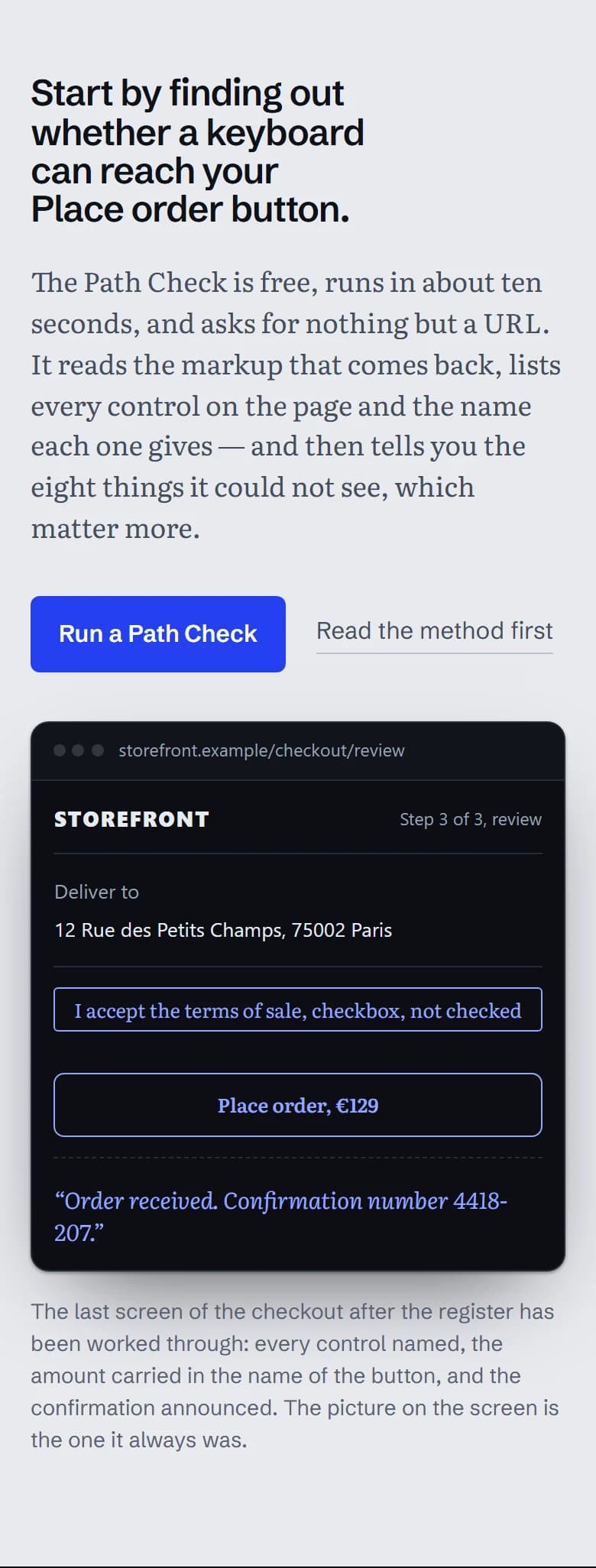 Mobilny raport Clearwidth Path Check z kontrolkami ścieżki zakupu